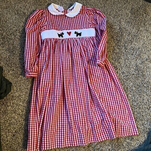 Beth Terell by Johnston smocked gingham doggie dress - Picture 1 of 4